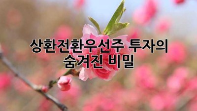 상환전환우선주: 투자의 숨겨진 비밀